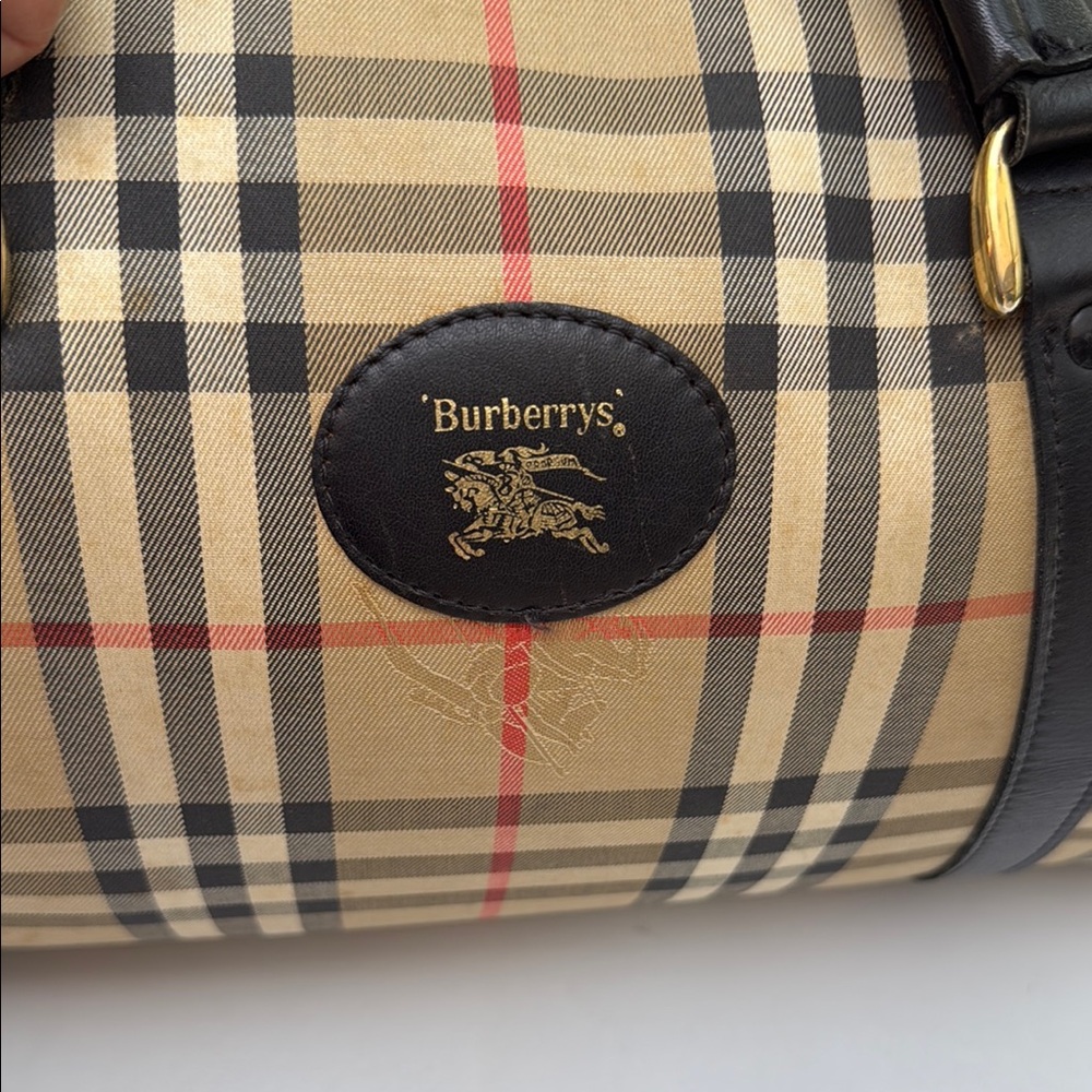 Authentic Burberry Horse Nova Check Leather & Canvas Large Boston Bag - Picture 8 of 15
